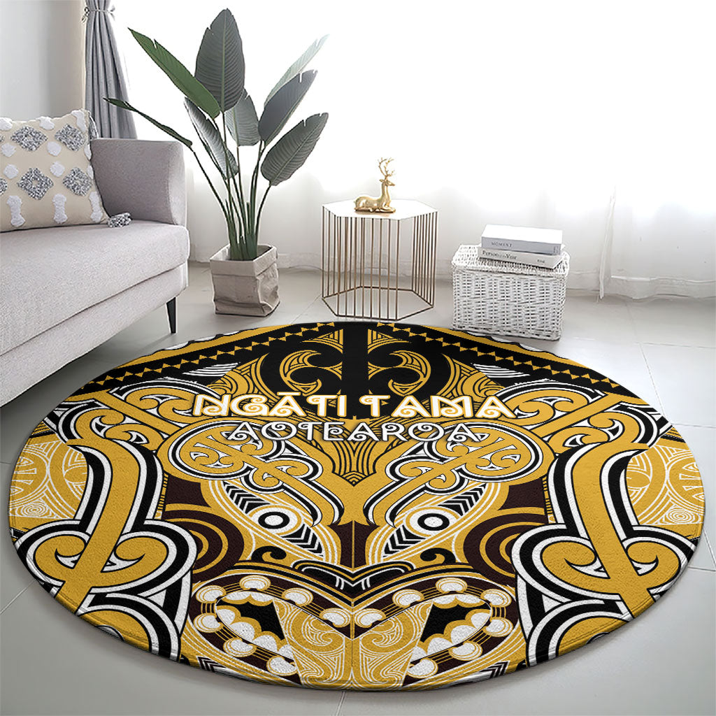 Aotearoa Iwi Ngati Tama Round Carpet Maori Kowhaiwhai Pattern