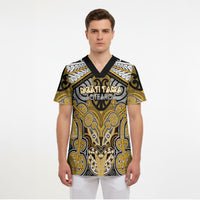 Aotearoa Iwi Ngati Tama Personalised Scrub Top Maori Kowhaiwhai Pattern