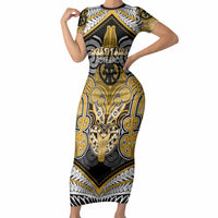 Aotearoa Iwi Ngati Tama Personalised Short Sleeve Bodycon Dress Maori Kowhaiwhai Pattern