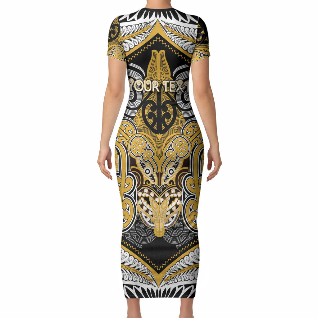 Aotearoa Iwi Ngati Tama Personalised Short Sleeve Bodycon Dress Maori Kowhaiwhai Pattern