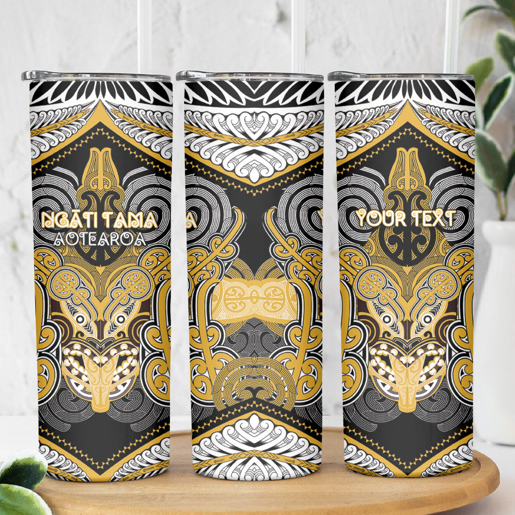 Aotearoa Iwi Ngati Tama Personalised Skinny Tumbler Maori Kowhaiwhai Pattern