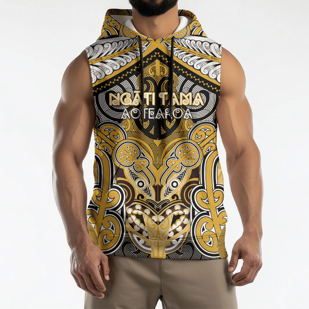 Aotearoa Iwi Ngati Tama Personalised Sleeveless Hoodie Maori Kowhaiwhai Pattern