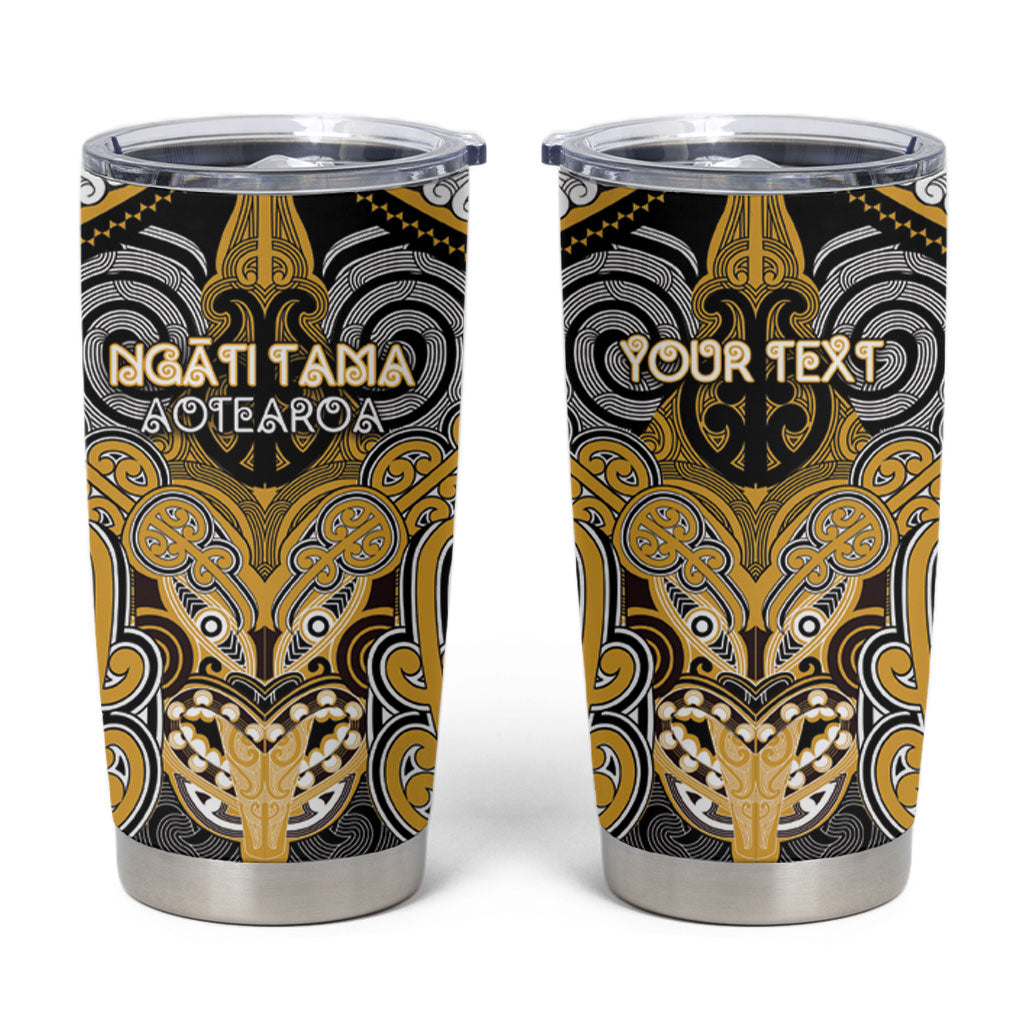 Aotearoa Iwi Ngati Tama Personalised Tumbler Cup Maori Kowhaiwhai Pattern LT19 Yellow - Polynesian Pride