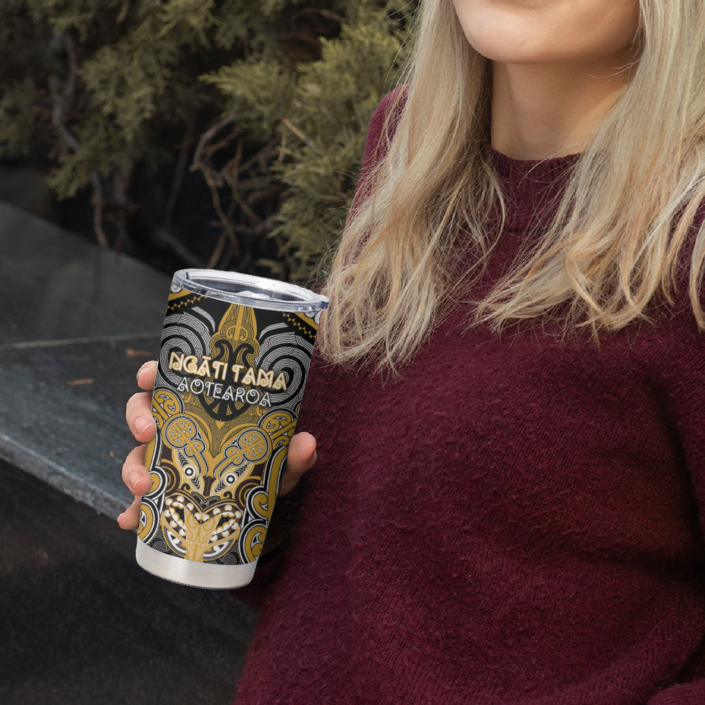 Aotearoa Iwi Ngati Tama Personalised Tumbler Cup Maori Kowhaiwhai Pattern