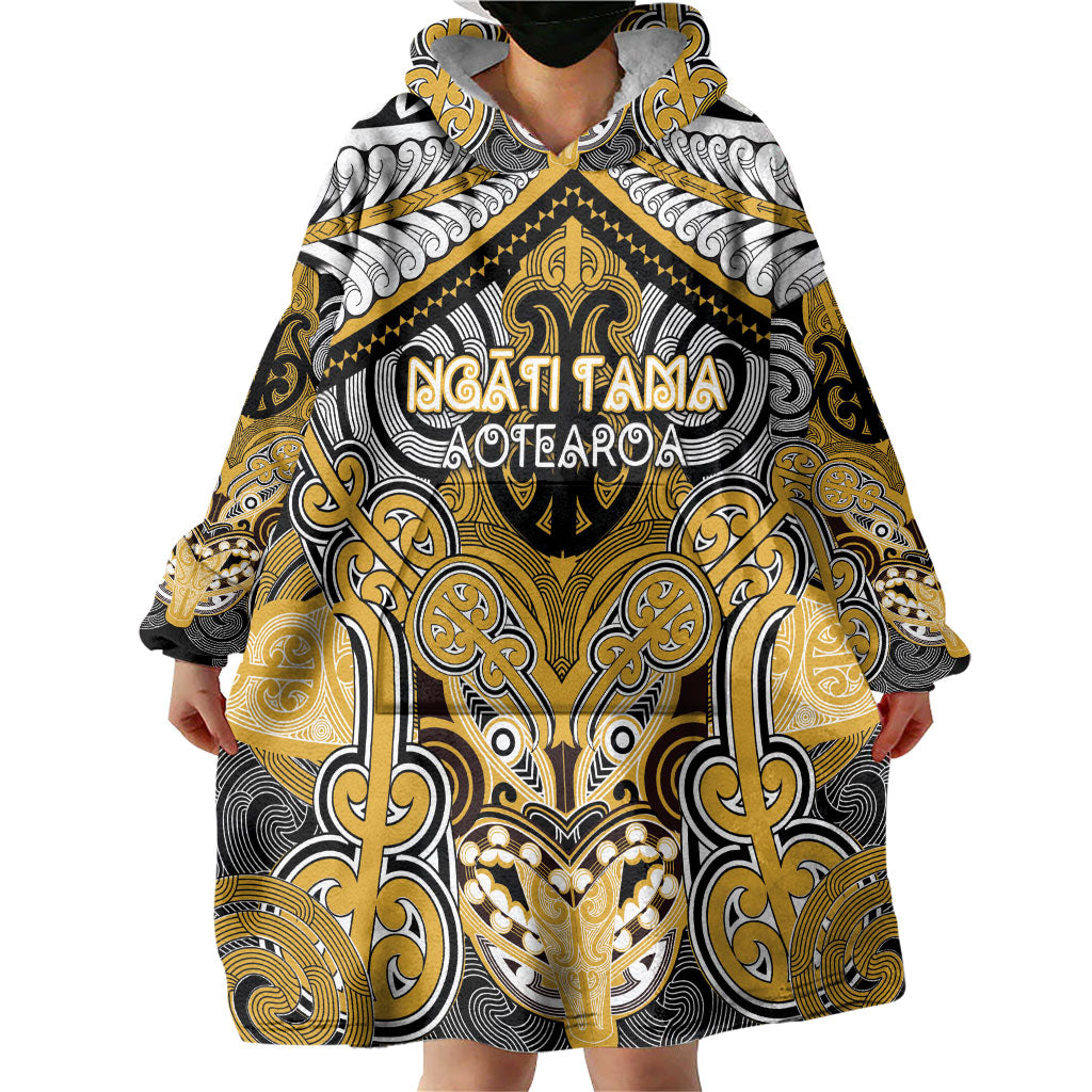 Aotearoa Iwi Ngati Tama Personalised Wearable Blanket Hoodie Maori Kowhaiwhai Pattern
