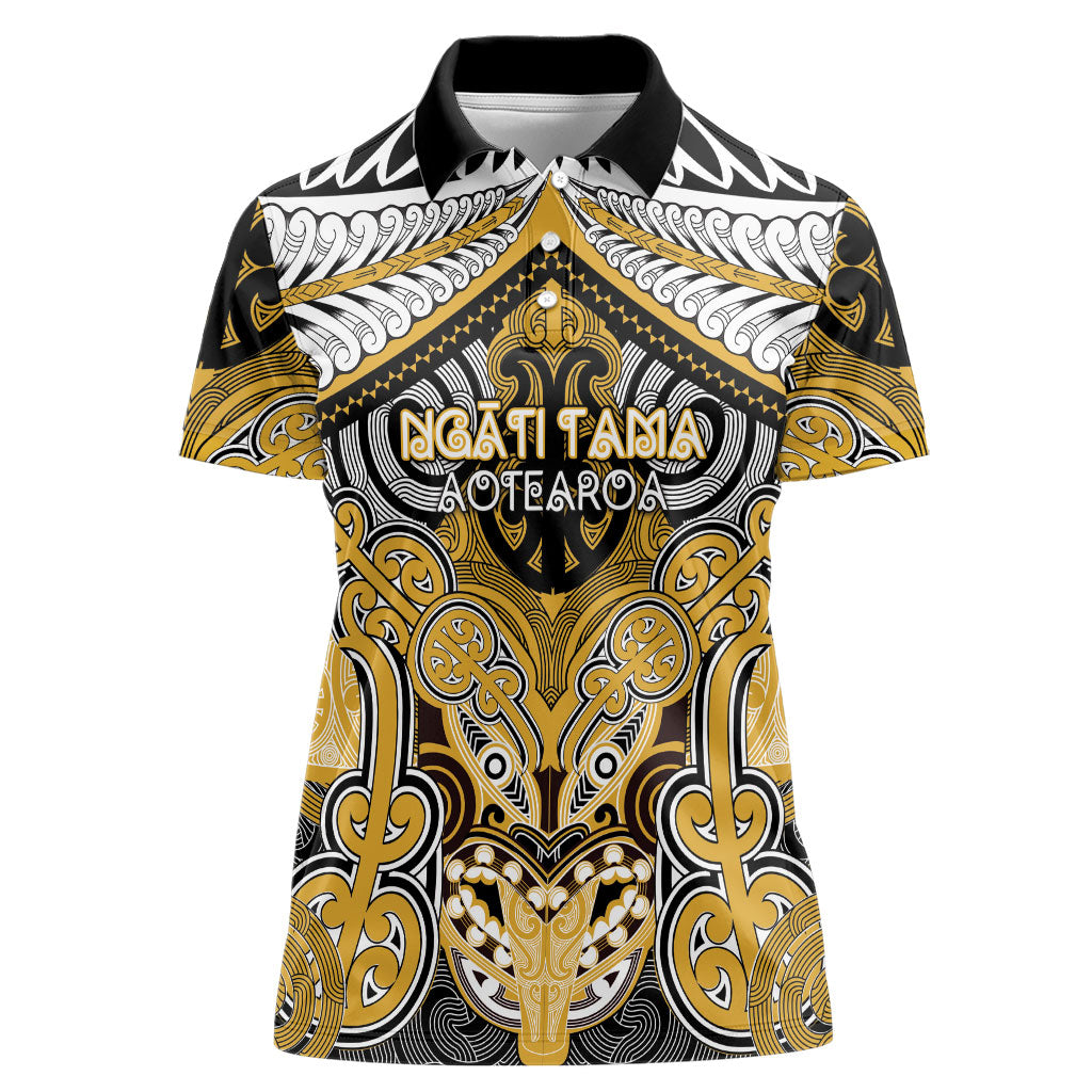 Aotearoa Iwi Ngati Tama Personalised Women Polo Shirt Maori Kowhaiwhai Pattern