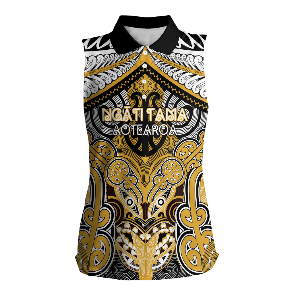 Aotearoa Iwi Ngati Tama Personalised Women Sleeveless Polo Shirt Maori Kowhaiwhai Pattern