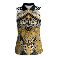 Aotearoa Iwi Ngati Tama Personalised Women Sleeveless Polo Shirt Maori Kowhaiwhai Pattern