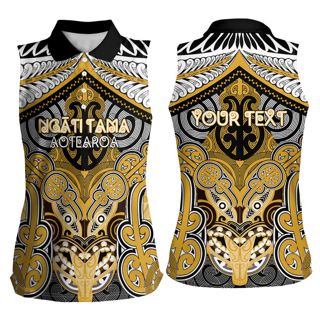 Aotearoa Iwi Ngati Tama Personalised Women Sleeveless Polo Shirt Maori Kowhaiwhai Pattern