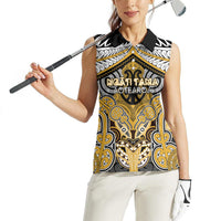 Aotearoa Iwi Ngati Tama Personalised Women Sleeveless Polo Shirt Maori Kowhaiwhai Pattern