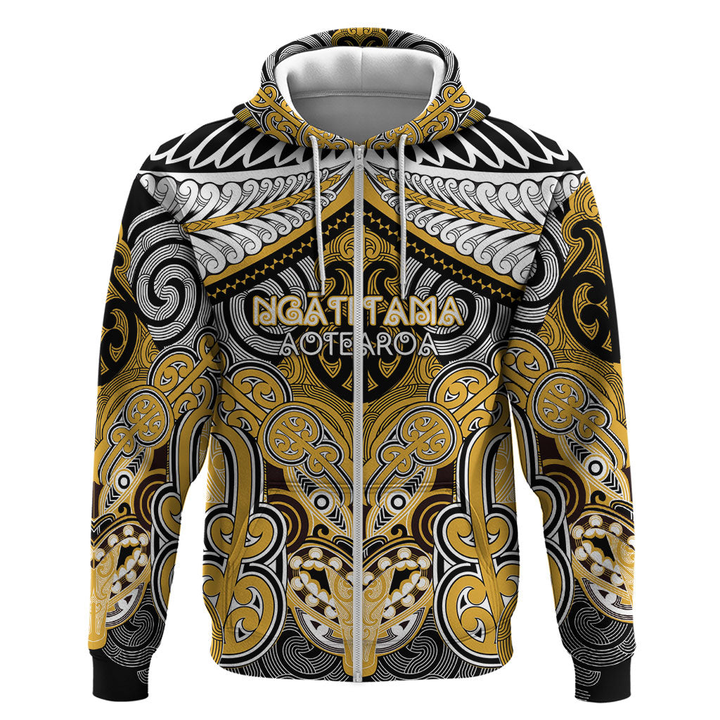 Aotearoa Iwi Ngati Tama Personalised Zip Hoodie Maori Kowhaiwhai Pattern