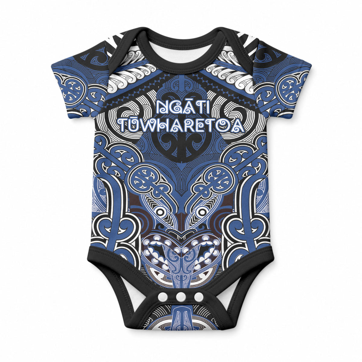 Aotearoa Iwi Ngati Tuwharetoa Personalised Baby Onesie Maori Kowhaiwhai Pattern