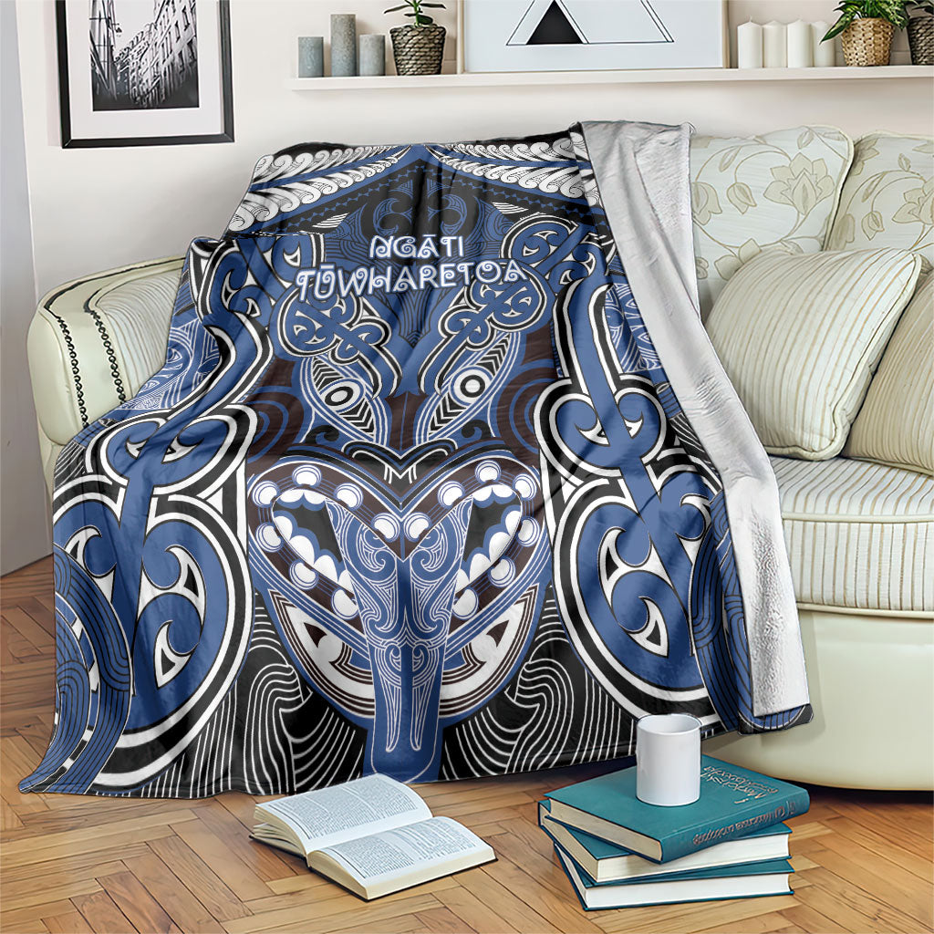 Aotearoa Iwi Ngati Tuwharetoa Blanket Maori Kowhaiwhai Pattern LT19 Blue - Polynesian Pride