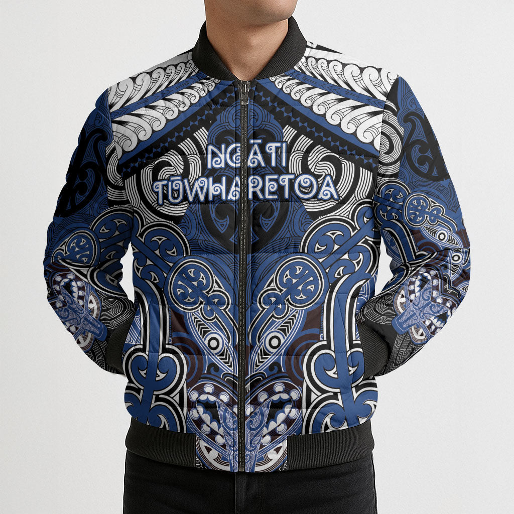Aotearoa Iwi Ngati Tuwharetoa Personalised Bomber Puffer Jacket Maori Kowhaiwhai Pattern