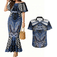Aotearoa Iwi Ngati Tuwharetoa Personalised Couples Matching Mermaid Dress and Hawaiian Shirt Maori Kowhaiwhai Pattern