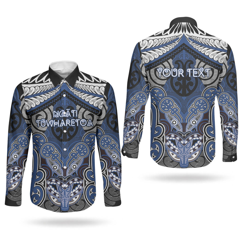 Aotearoa Iwi Ngati Tuwharetoa Personalised Couples Matching Off Shoulder Maxi Dress and Long Sleeve Button Shirt Maori Kowhaiwhai Pattern
