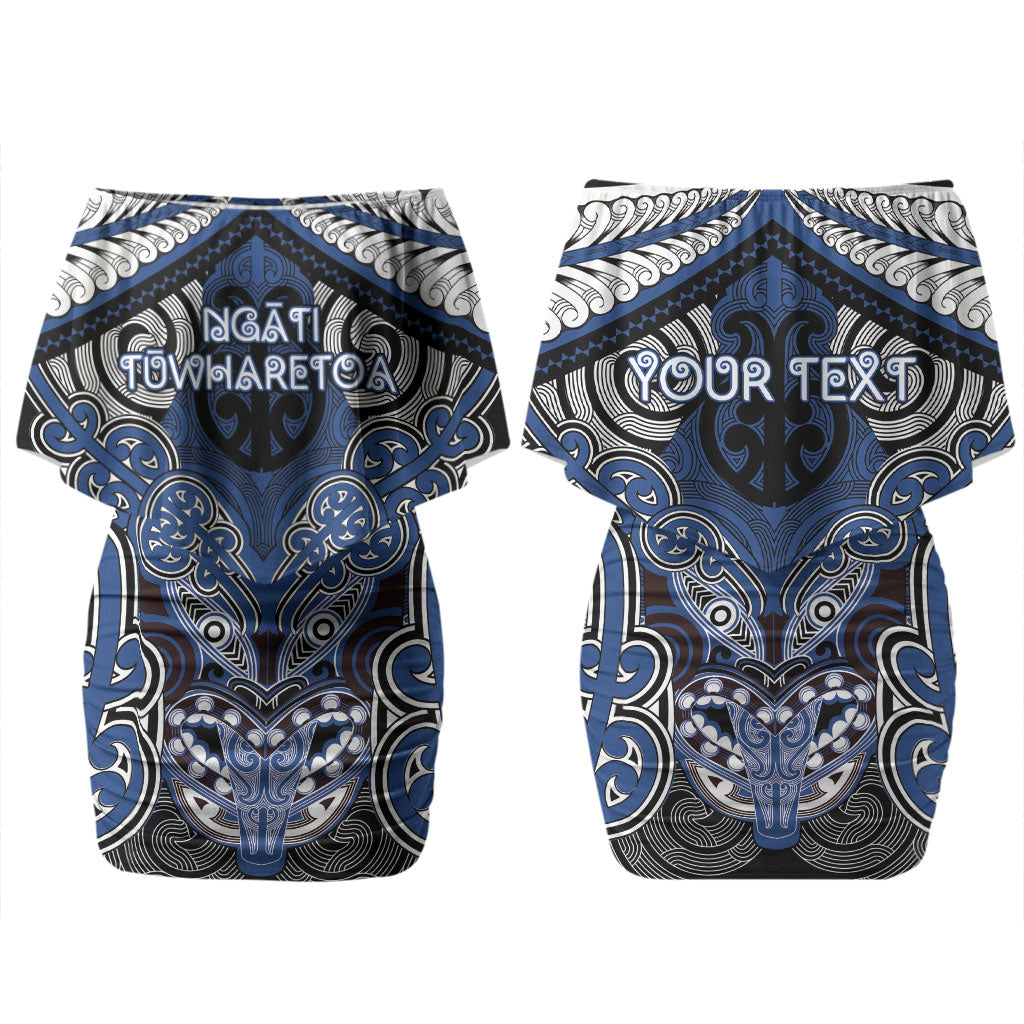 Aotearoa Iwi Ngati Tuwharetoa Personalised Couples Matching Off Shoulder Short Dress and Long Sleeve Button Shirt Maori Kowhaiwhai Pattern