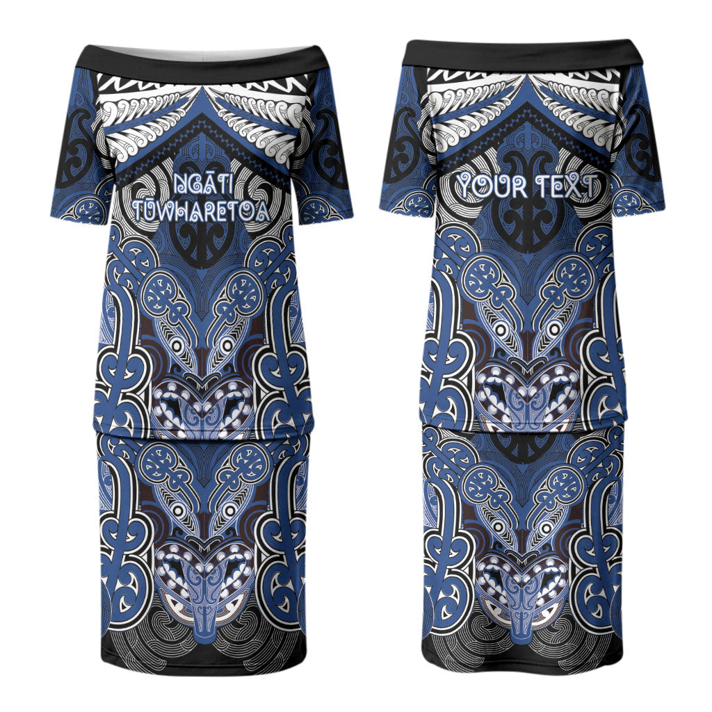 Aotearoa Iwi Ngati Tuwharetoa Personalised Couples Matching Puletasi and Hawaiian Shirt Maori Kowhaiwhai Pattern