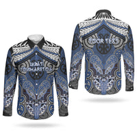 Aotearoa Iwi Ngati Tuwharetoa Personalised Couples Matching Summer Maxi Dress and Long Sleeve Button Shirt Maori Kowhaiwhai Pattern