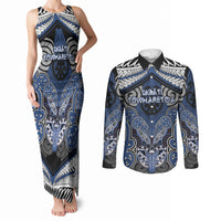 Aotearoa Iwi Ngati Tuwharetoa Personalised Couples Matching Tank Maxi Dress and Long Sleeve Button Shirt Maori Kowhaiwhai Pattern