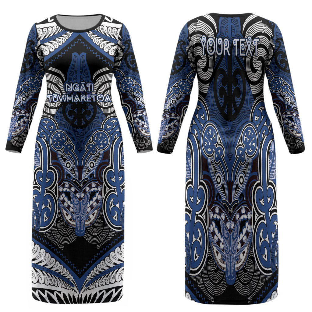 Aotearoa Iwi Ngati Tuwharetoa Personalised Family Matching Long Sleeve Bodycon Dress and Hawaiian Shirt Maori Kowhaiwhai Pattern