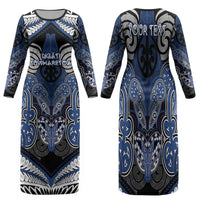Aotearoa Iwi Ngati Tuwharetoa Personalised Family Matching Long Sleeve Bodycon Dress and Hawaiian Shirt Maori Kowhaiwhai Pattern