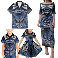 Aotearoa Iwi Ngati Tuwharetoa Personalised Family Matching Puletasi and Hawaiian Shirt Maori Kowhaiwhai Pattern