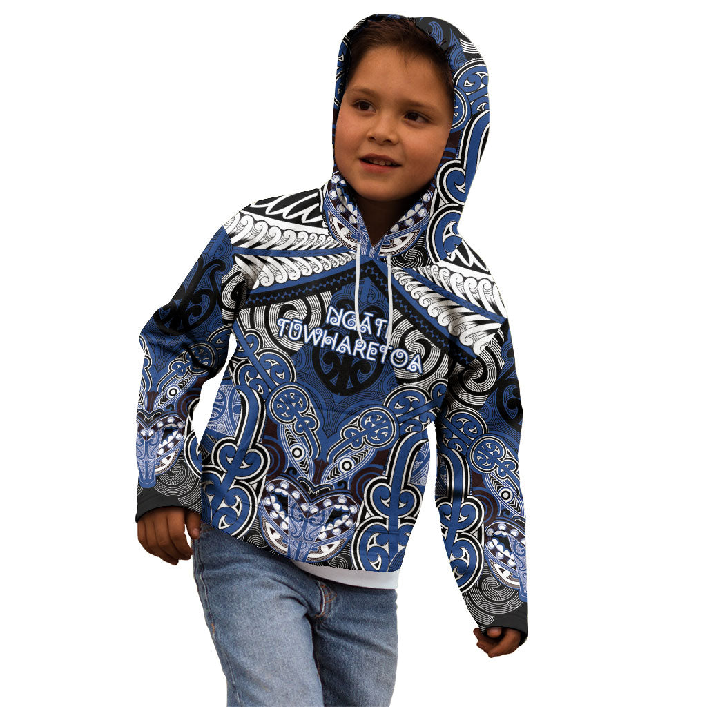 Aotearoa Iwi Ngati Tuwharetoa Personalised Kid Hoodie Maori Kowhaiwhai Pattern