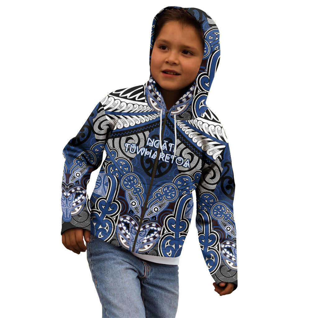 Aotearoa Iwi Ngati Tuwharetoa Personalised Kid Hoodie Maori Kowhaiwhai Pattern