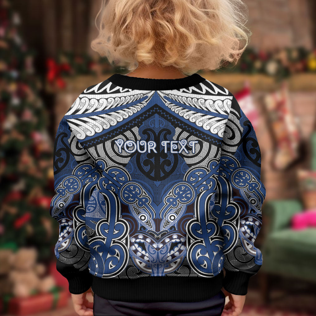 Aotearoa Iwi Ngati Tuwharetoa Personalised Kid Ugly Christmas Sweater Maori Kowhaiwhai Pattern