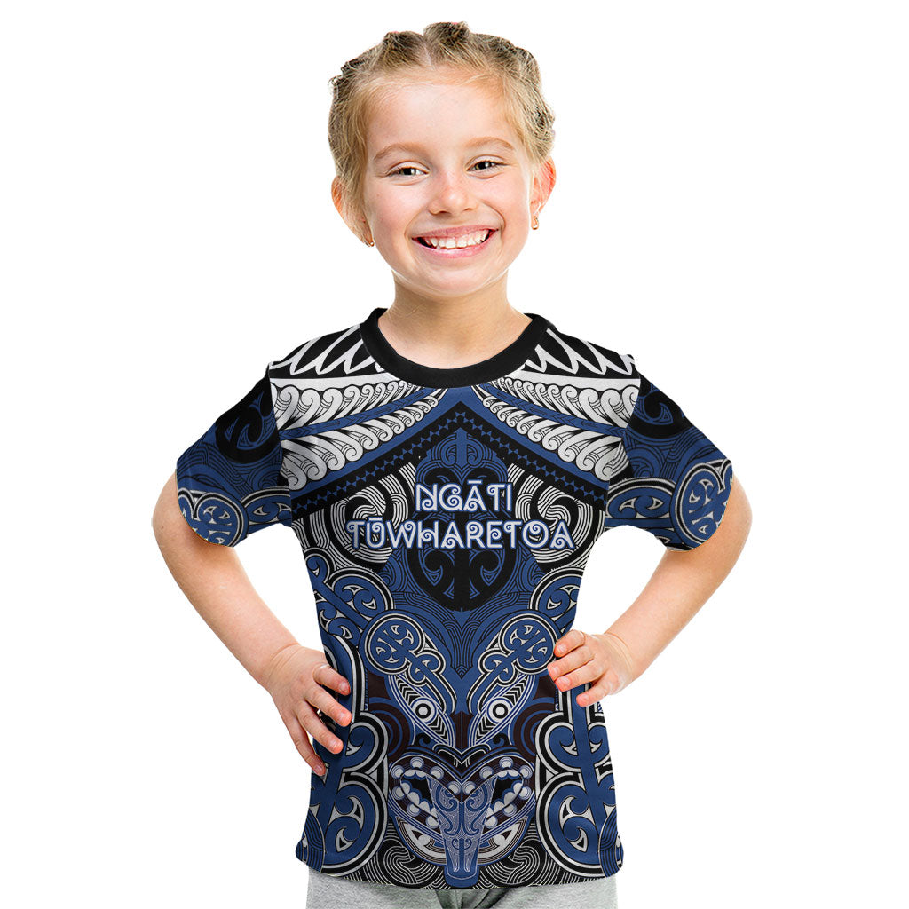 Aotearoa Iwi Ngati Tuwharetoa Personalised Kid T Shirt Maori Kowhaiwhai Pattern