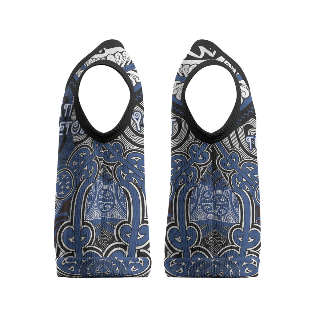 Aotearoa Iwi Ngati Tuwharetoa Personalised Christmas Knitted V-Neck Vest Maori Kowhaiwhai Pattern