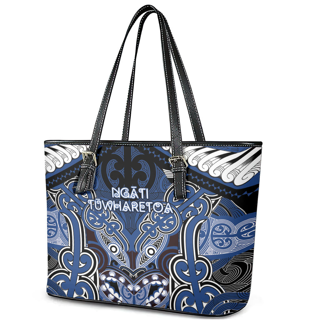 Aotearoa Iwi Ngati Tuwharetoa Leather Tote Bag Maori Kowhaiwhai Pattern