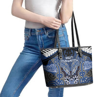 Aotearoa Iwi Ngati Tuwharetoa Leather Tote Bag Maori Kowhaiwhai Pattern