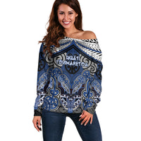 Aotearoa Iwi Ngati Tuwharetoa Personalised Off Shoulder Sweater Maori Kowhaiwhai Pattern