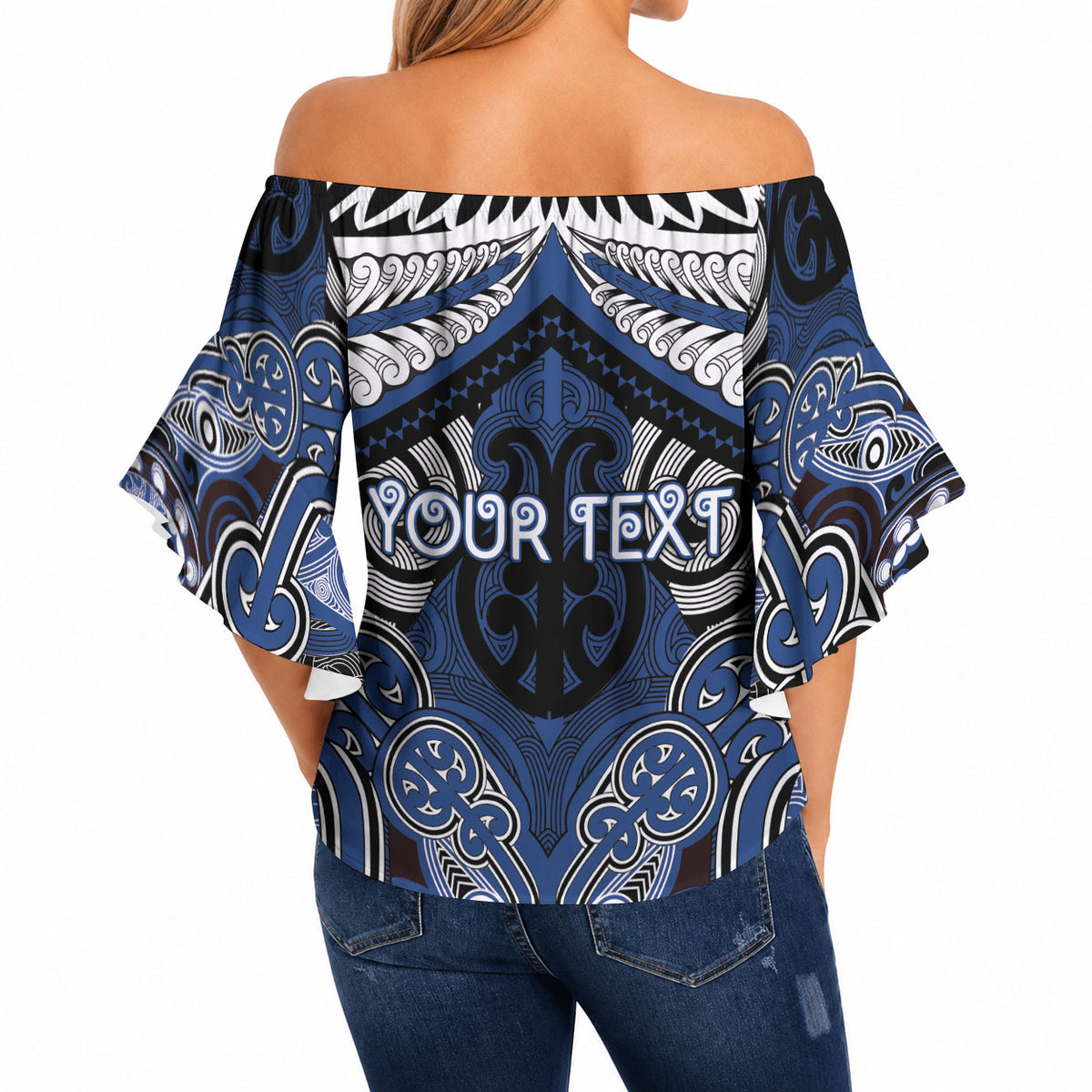 Aotearoa Iwi Ngati Tuwharetoa Personalised Off Shoulder Wrap Waist Top Maori Kowhaiwhai Pattern