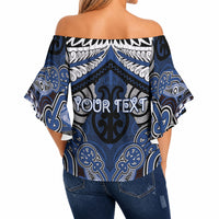 Aotearoa Iwi Ngati Tuwharetoa Personalised Off Shoulder Wrap Waist Top Maori Kowhaiwhai Pattern