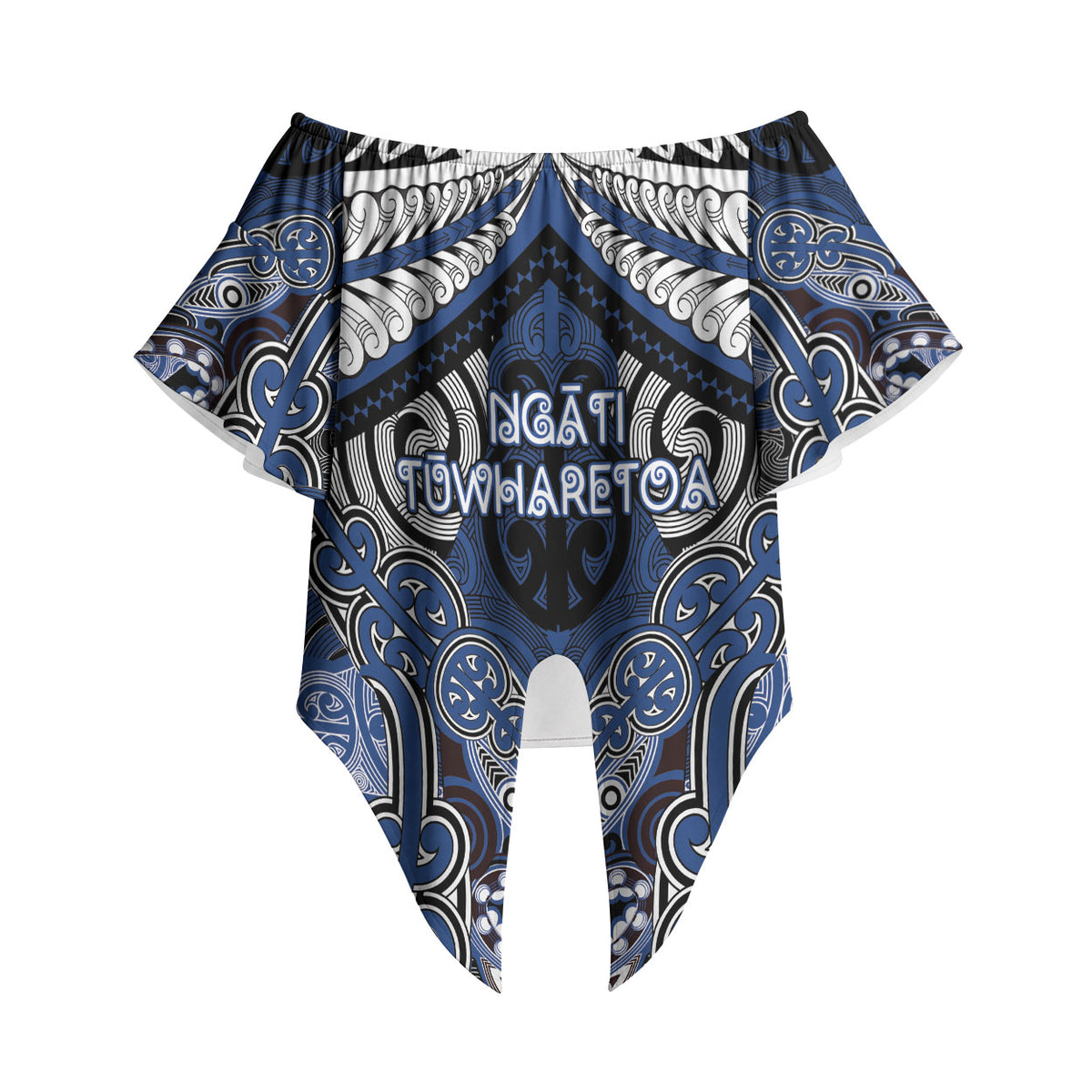 Aotearoa Iwi Ngati Tuwharetoa Personalised Off Shoulder Wrap Waist Top Maori Kowhaiwhai Pattern