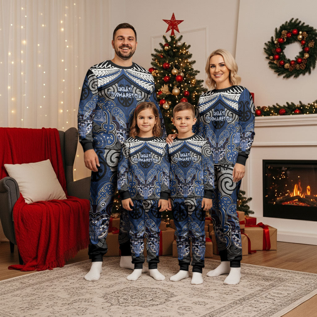 Aotearoa Iwi Ngati Tuwharetoa Personalised Christmas Pajama Set Maori Kowhaiwhai Pattern