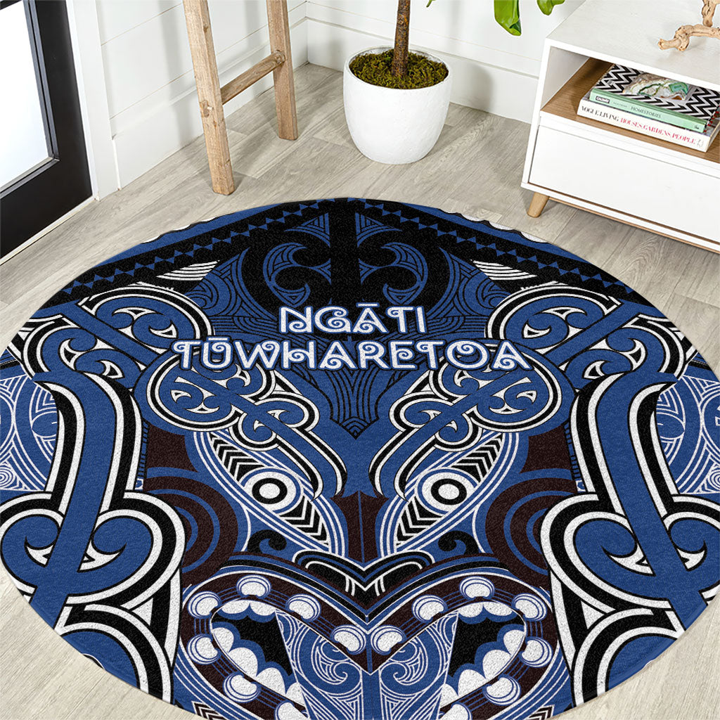 Aotearoa Iwi Ngati Tuwharetoa Round Carpet Maori Kowhaiwhai Pattern