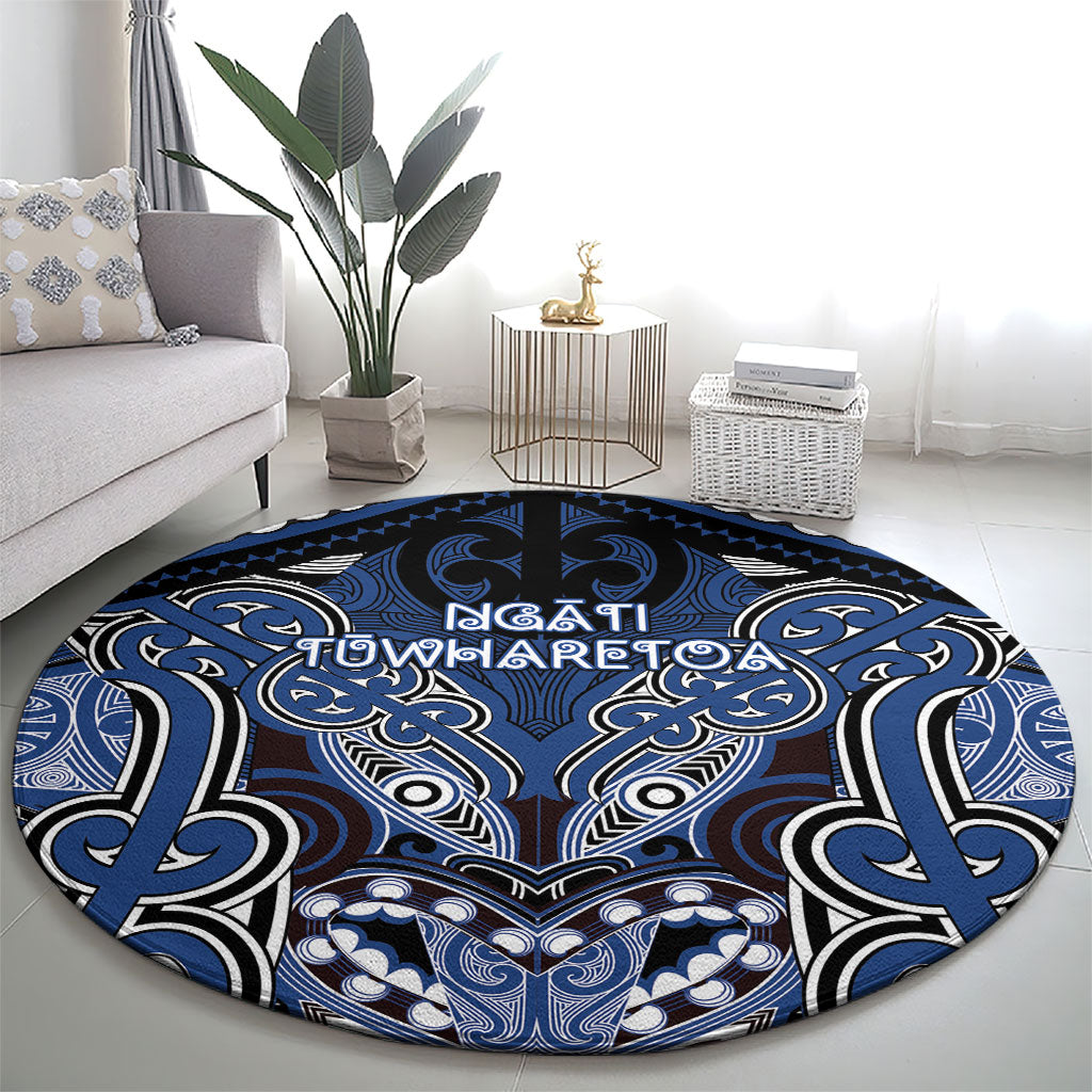 Aotearoa Iwi Ngati Tuwharetoa Round Carpet Maori Kowhaiwhai Pattern