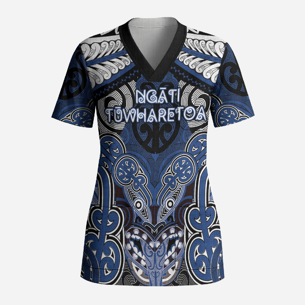 Aotearoa Iwi Ngati Tuwharetoa Personalised Scrub Top Maori Kowhaiwhai Pattern