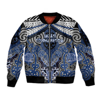 Aotearoa Iwi Ngati Tuwharetoa Personalised Sleeve Zip Bomber Jacket Maori Kowhaiwhai Pattern