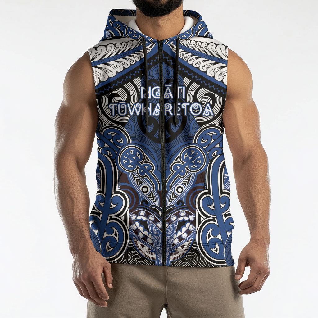 Aotearoa Iwi Ngati Tuwharetoa Personalised Sleeveless Zip Hoodie Maori Kowhaiwhai Pattern