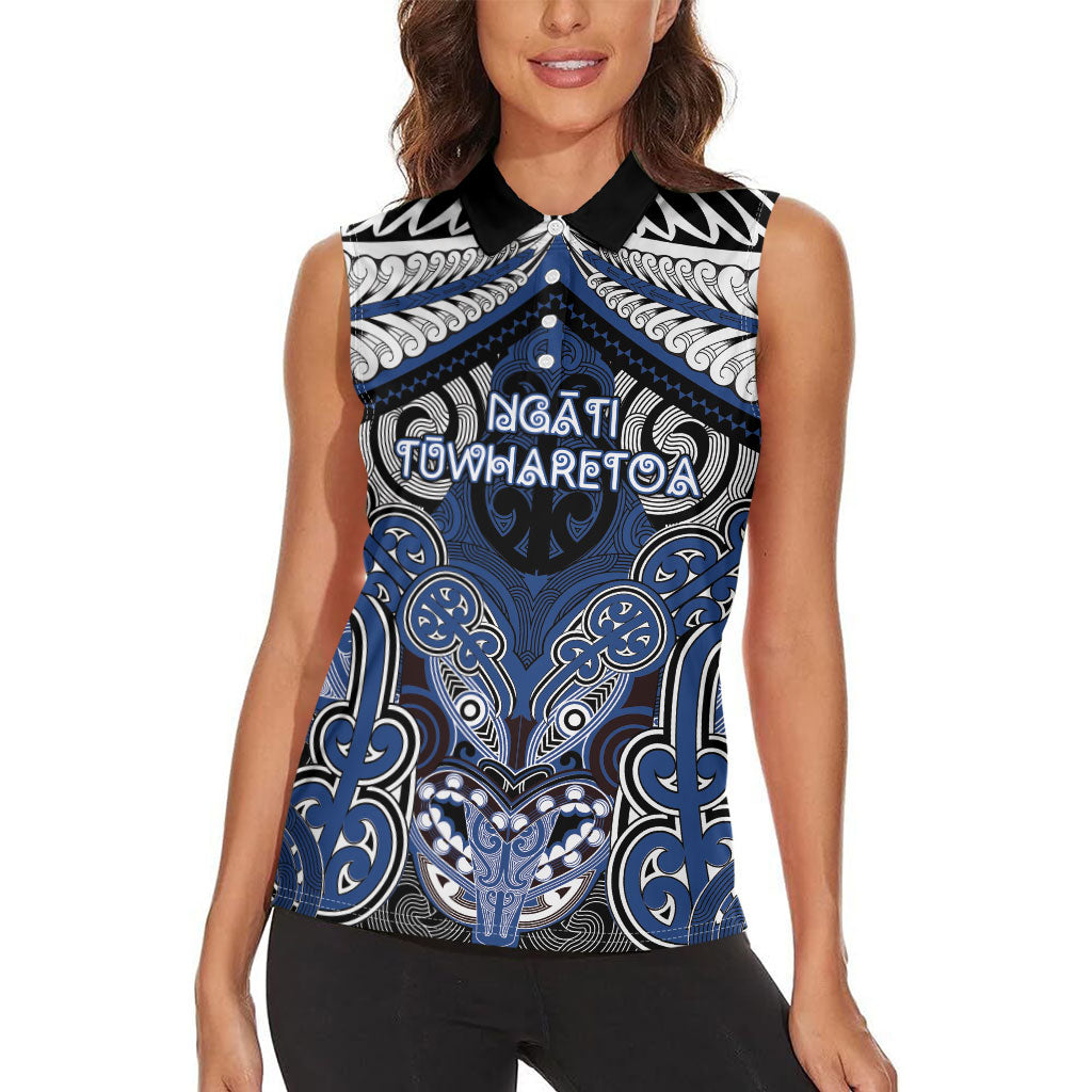Aotearoa Iwi Ngati Tuwharetoa Personalised Women Sleeveless Polo Shirt Maori Kowhaiwhai Pattern