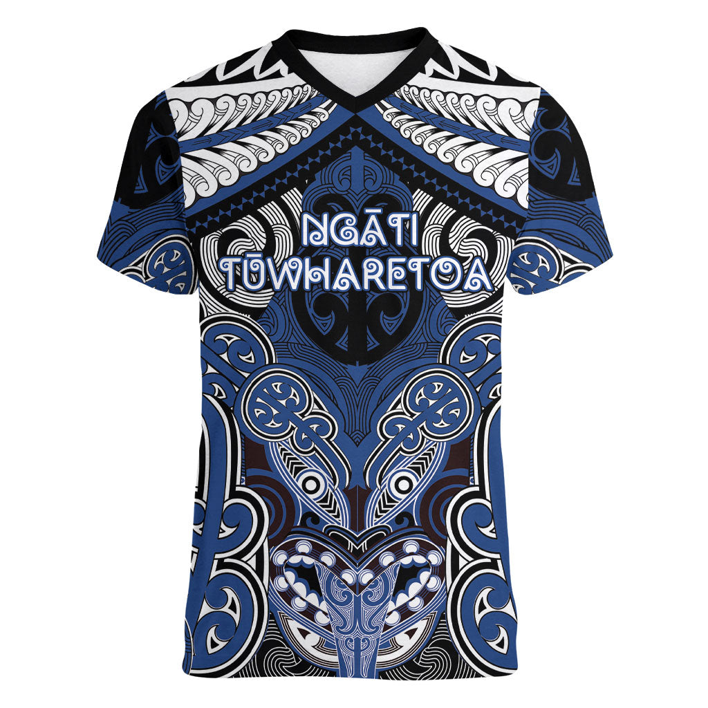 Aotearoa Iwi Ngati Tuwharetoa Personalised Women V-Neck T-Shirt Maori Kowhaiwhai Pattern