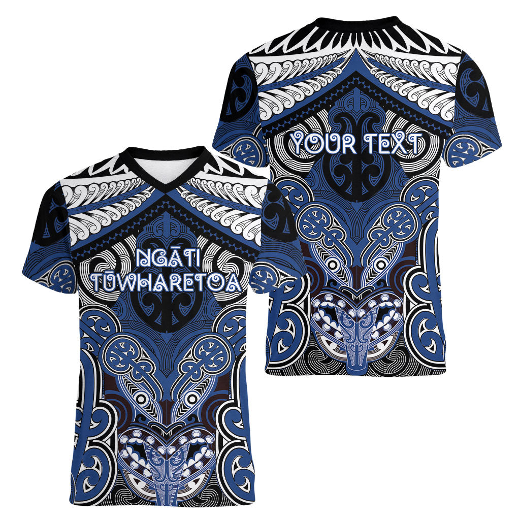 Aotearoa Iwi Ngati Tuwharetoa Personalised Women V-Neck T-Shirt Maori Kowhaiwhai Pattern