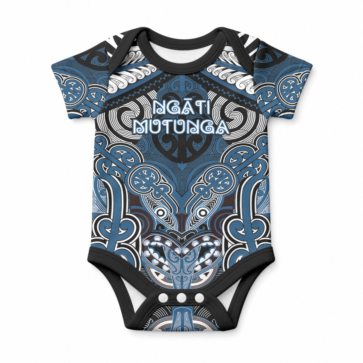 Aotearoa Iwi Ngati Mutunga Personalised Baby Onesie Maori Kowhaiwhai Pattern