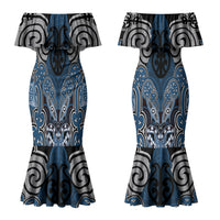 Aotearoa Iwi Ngati Mutunga Personalised Couples Matching Mermaid Dress and Long Sleeve Button Shirt Maori Kowhaiwhai Pattern