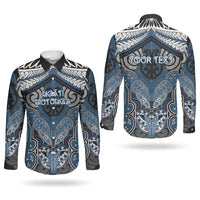 Aotearoa Iwi Ngati Mutunga Personalised Couples Matching Off Shoulder Maxi Dress and Long Sleeve Button Shirt Maori Kowhaiwhai Pattern